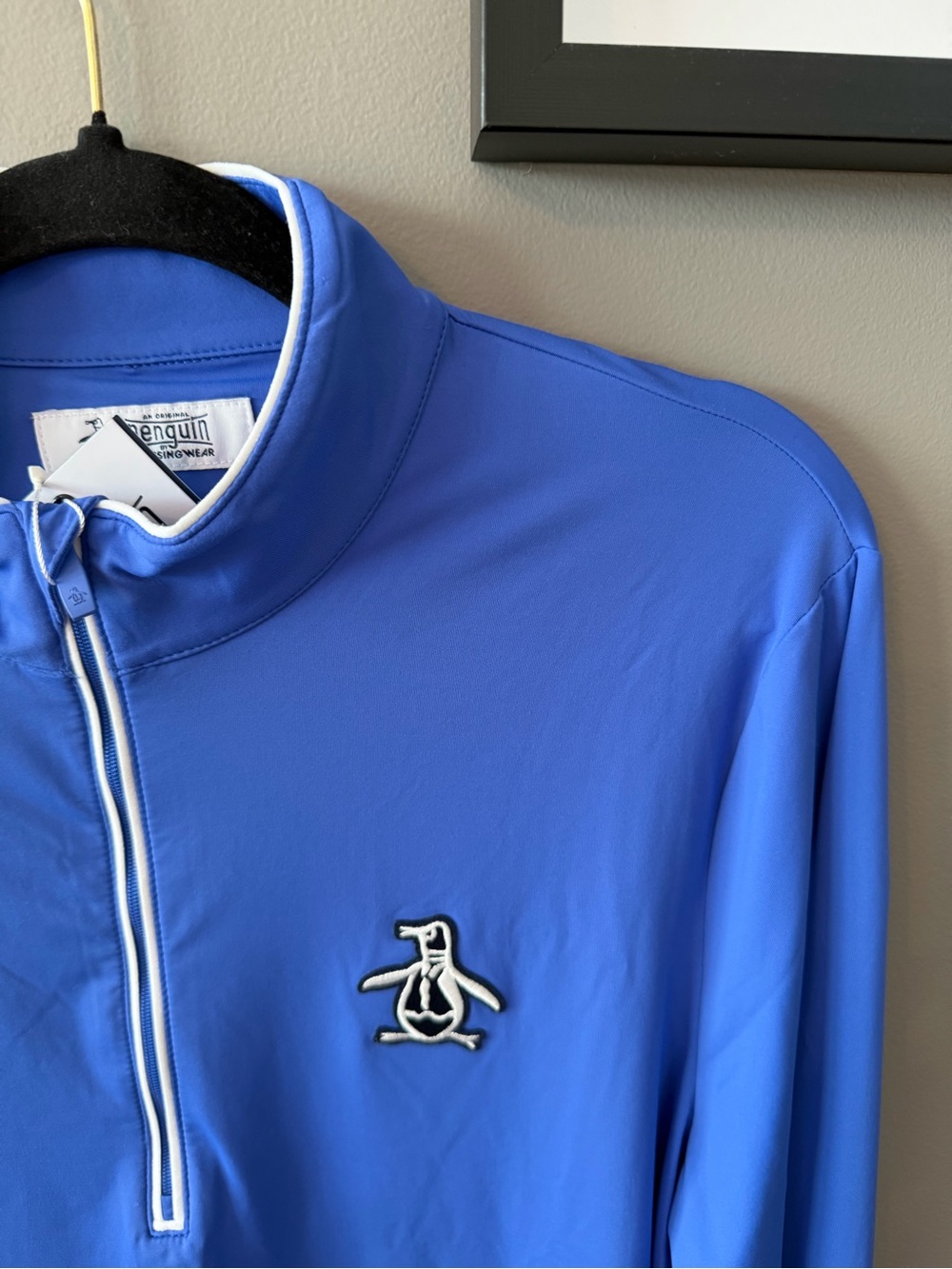 Original Penguin Royal Blue Zip-Neck Pullover with Contrast Trim